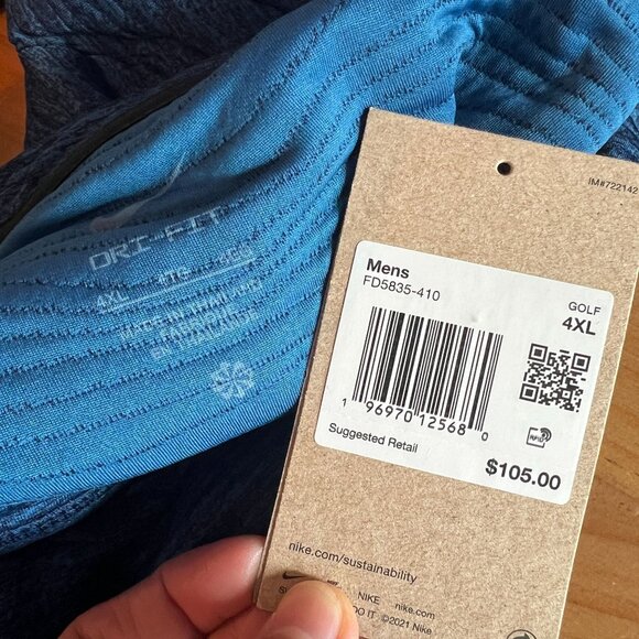 Nike Tour Men's Plus Dri-FIT Golf Crew Sweatshirt FD5835-410 Size 4XL Blue - Picture 7 of 10